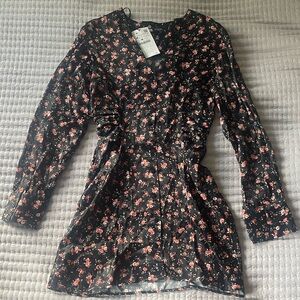 Zara Black and Pink Floral Dress